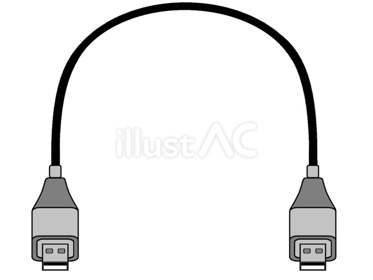 USB延長コード　オス×オス　灰色 usb,延長コード,雑貨のイラスト素材