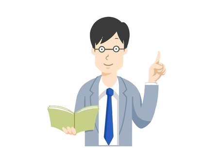 学校等で教える教師(先生)のアイコン 教師,新任教師,先生,男性,ネクタイ,スーツ姿,授業,学校,教員,知的のイラスト素材