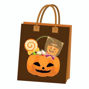 ハロウィンの紙袋 ハロウィンの紙袋 ハロウィン,紙袋,カボチャ,贈り物,ジャックオーランタン,マシュマロ,キャンディ,チョコ,お菓子,プレゼントのイラスト素材