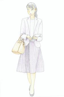 OL1 ol,ビジネス,スーツ,会社員,全身,立ち姿,働く女性のイラスト素材