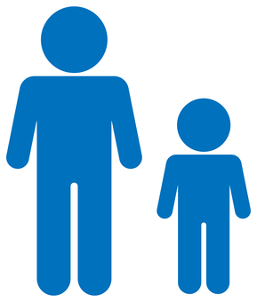 親子のピクトグラム 青 親子,ピクトグラム,人,シルエット,大人,子供,二人,シンプル,人物,全身のイラスト素材