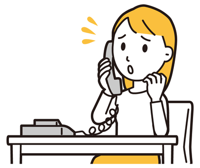  ロングヘア女性(黄)-255-バスト 電話,慌てる,女性,女の子,人物,かわいい,失敗,トラブル,心配,焦るのイラスト素材