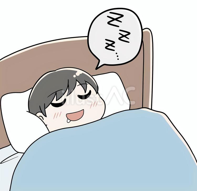 気持ちよさそうに寝てる男性 睡眠,寝る,布団のイラスト素材