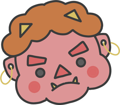 赤鬼のお面のシンプルなかわいいイラスト 赤鬼のお面のシンプルなかわいいイラスト 赤鬼,節分,お面,赤,輪ゴム,角,顔,髪の毛,ほっぺ,まゆげのイラスト素材