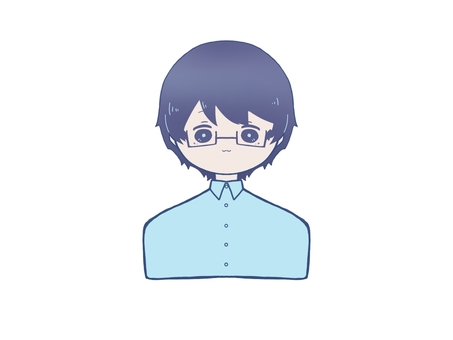 眼鏡をかけた青シャツの男性B 眼鏡,男性,sns,アイコン,プロフィール,顔,可愛い,青シャツ,青髪,シンプルのイラスト素材