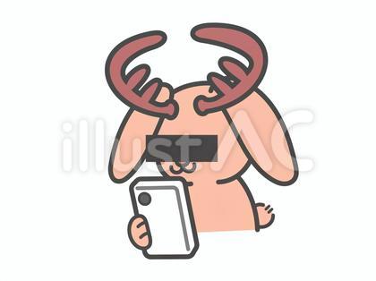スマホを見る匿名ジャッカロープ(茶)