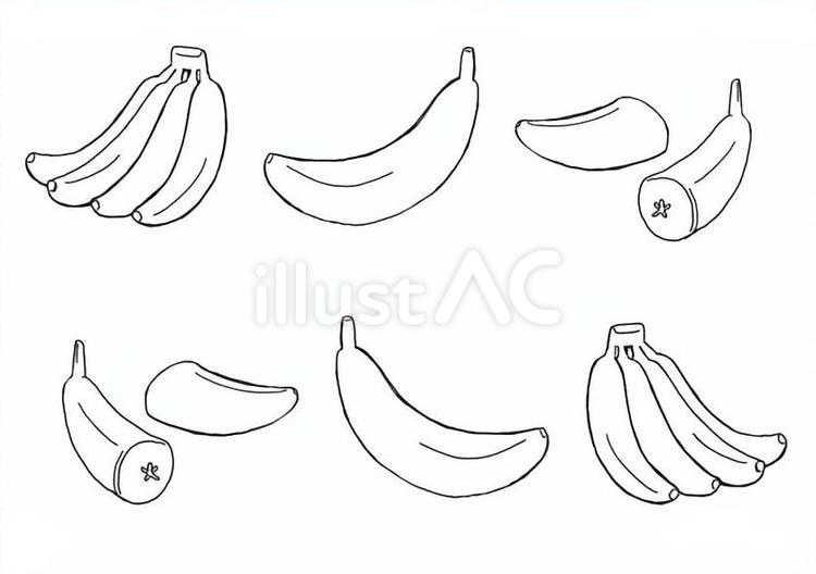 バナナの線画・塗り絵セット バナナ,塗り絵,セットのイラスト素材