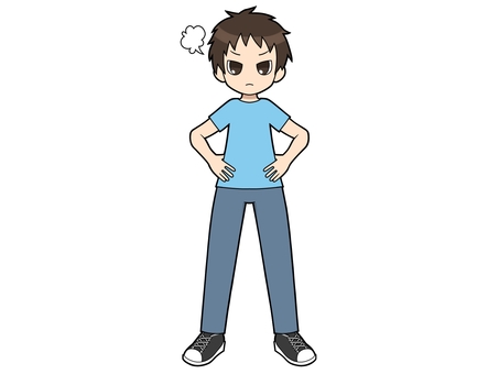 怒る男性 男性,水色,吊り目,怒る,立ち絵のイラスト素材