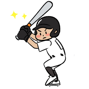 野球のバッター７　白スパイク 野球,高校野球,部活,野球部,少年野球,甲子園,かわいい,ゆるい,部活動,試合のイラスト素材