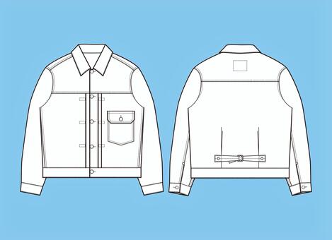 デニムジャケット　No2‐1 絵型,デニム,gジャン,ジャケット,トラックジャケット,トップス,アウター,ビンテージスタイル,ファッション,服のイラスト素材
