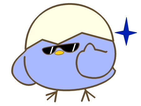 A chick with a blue motif doing a good job, chick, bird, young, JPG and PNG