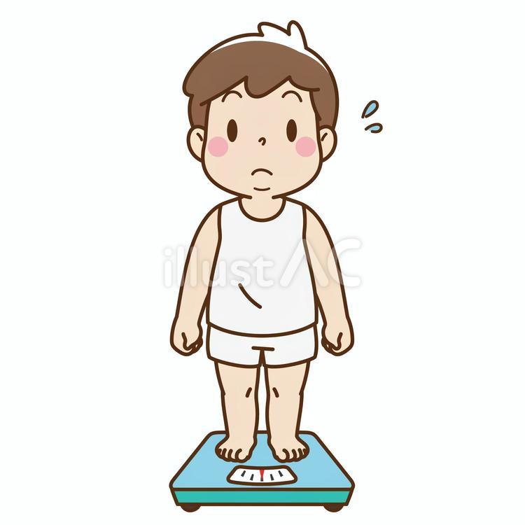 子供の生活習慣病４＿肥満気味の男の子 生活習慣病,子供,体重のイラスト素材