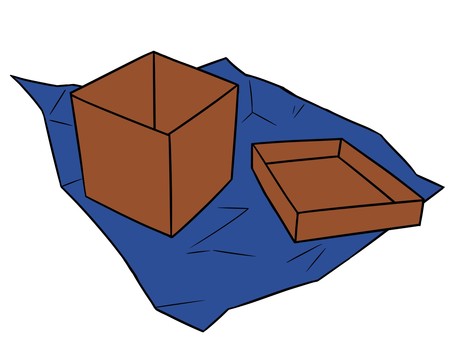 包装紙を開けた四角い箱（カラー） プレゼント,箱,ゆるい,シンプル,手描きのイラスト素材