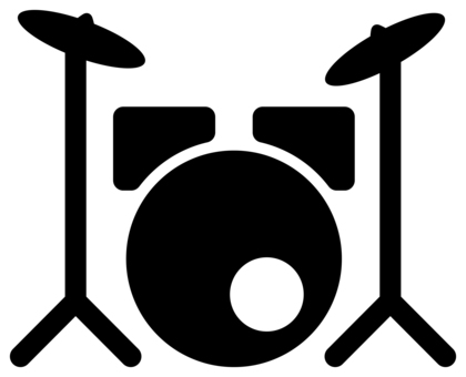 ドラムセットのアイコン 黒