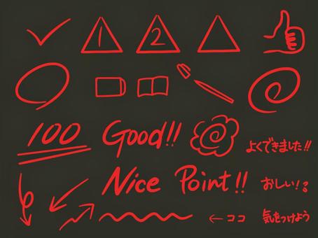 丸付けセット 採点,丸付け,丸,三角,チェックマーク,サムズアップ,いいね,消しゴム,ペン,ノートのイラスト素材