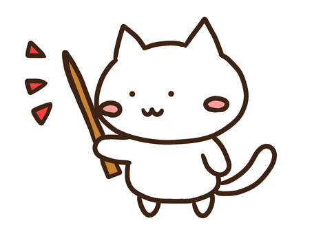 差し棒で重要ポイントを説明するかわいい猫 差し棒,重要,ポイント,説明,動物,ねこ,左向き,かわいい,先生,プレゼンのイラスト素材