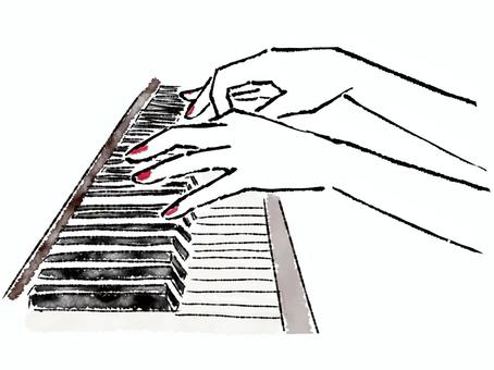 ピアノを弾く人の手　水彩 ピアノ,弾く,鍵盤,手,キーボード,演奏,楽器,女性,音楽,ミュージシャンのイラスト素材