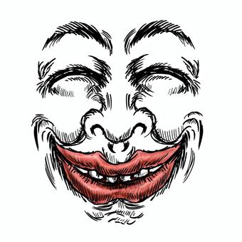 満面の笑顔の表情パーツ線画 笑顔,笑う,ニコニコ,幸せ,満足,ハッピー,嬉しい,表情,感情,顔のイラスト素材