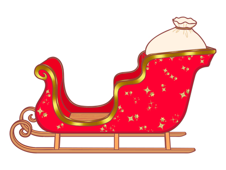 サンタのソリ（線あり） クリスマス,ソリ,聖夜,イヴ,冬,12月,イベント,ホリデー,web素材,ウェブのイラスト素材