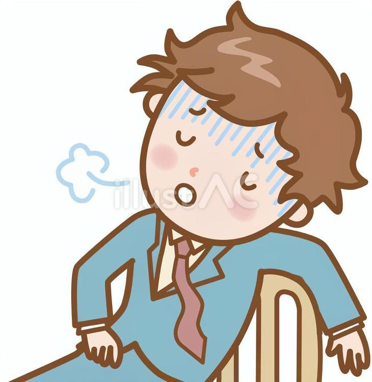 男性：ぐったり 疲れ,疲労,倦怠感のイラスト素材