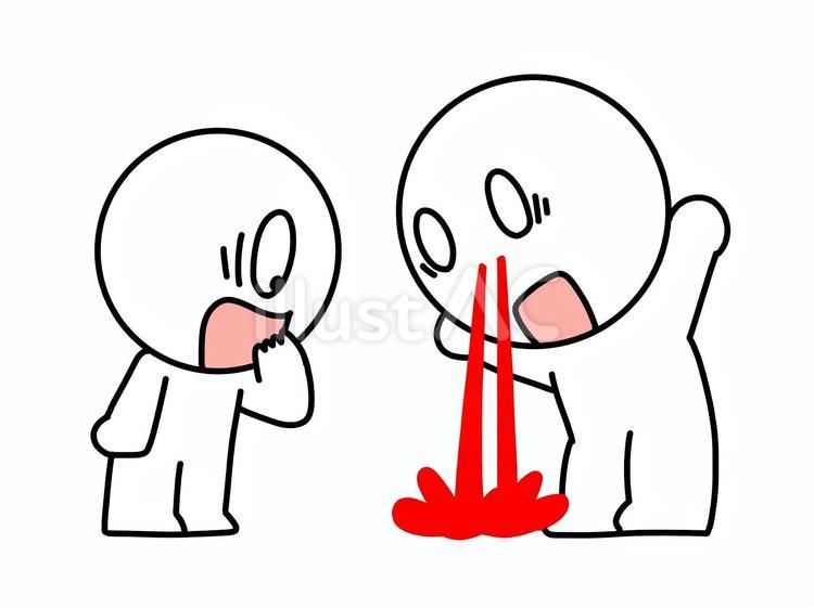 鼻血を出す人に驚く棒人間 鼻血,棒人間,2人のイラスト素材