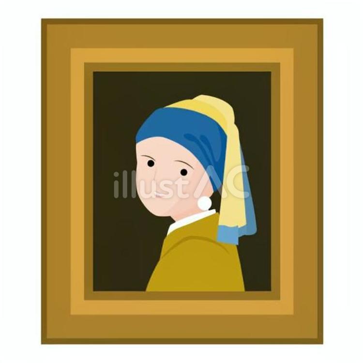 真珠の耳飾りの少女 真珠の耳飾りの少女,オランダ,フェルメールのイラスト素材