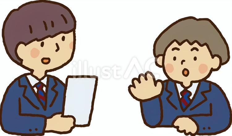 話し合う高校生-A 人物,男性,女性のイラスト素材