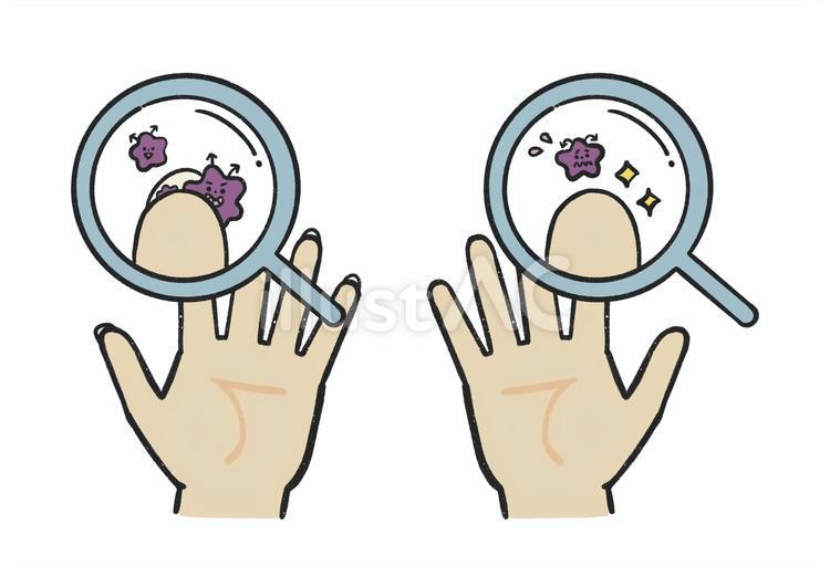 バイ菌のすみか_爪が長い手と短い手 爪,爪切り,手のイラスト素材