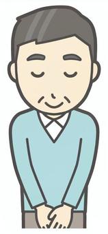 ニット中年男性-190-バスト  ニット中年男性-190-バスト おじぎ,笑顔,おじさん,男性,中年,お父さん,パパ,シニア,ミドルエイジ,人物のイラスト素材