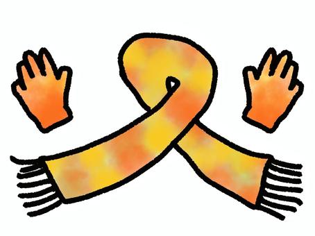 冬支度 冬,手袋,マフラー,ストール,防寒,防寒対策,暖かい,温かい,かわいい,オリジナルのイラスト素材