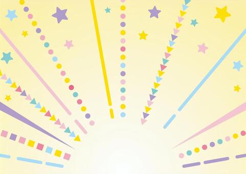 ポップでカラフルな可愛い図形の効果線 集中線,効果線,三角形,円,四角形,星,ポップ,グラデーション,カラフル,背景のイラスト素材