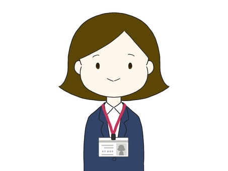 社員証を首からかけている会社員 社員証,身分証,証明,会社員,勤務,仕事,管理,入退室,システム,スーツのイラスト素材