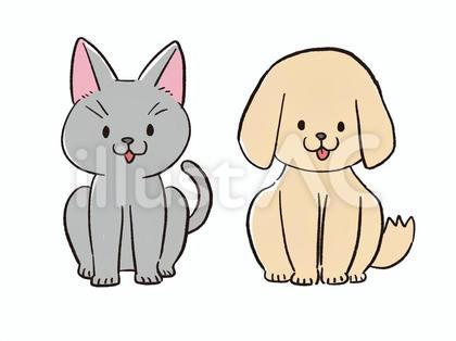 子猫と子犬のイラスト