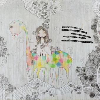 妖精と不思議な動物 動物,妖精,花,蔦,夢,空想のイラスト素材