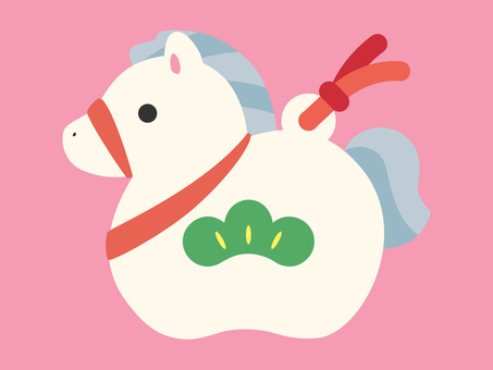 干支鈴/馬/白 干支鈴,アイコン,ポップ,馬,馬年,午年,うま年,干支,午,お馬さんのイラスト素材