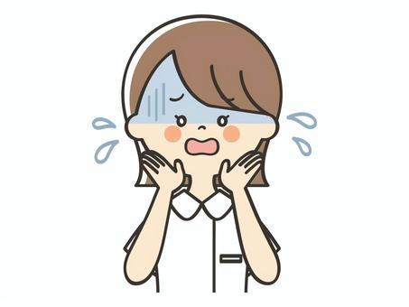 危険を知らせる女性看護師 看護師,sos,助けて,焦る,困る,絶望,不安,危険,注意喚起,呼びかけのイラスト素材