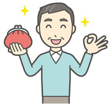  ニット中年男性-001-バスト 財布,おじさん,男性,中年,お父さん,パパ,シニア,ミドルエイジ,人物,かわいいのイラスト素材
