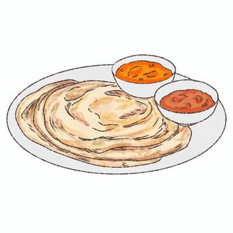ロティ・チャナイ ロティ・チャナイ 食べ物,フード,美味しい,美味しそう,美食,グルメ,ロティ,ロティチャナイ,インド料理,マレーシアのイラスト素材