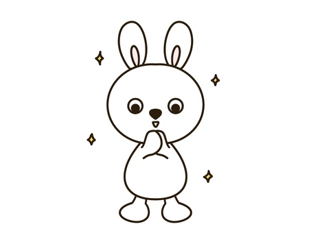 ウサギ（喜ぶ） うさぎ,感動,喜ぶ,キラキラ,尊敬,素敵,感謝,単品,単体,挿絵のイラスト素材