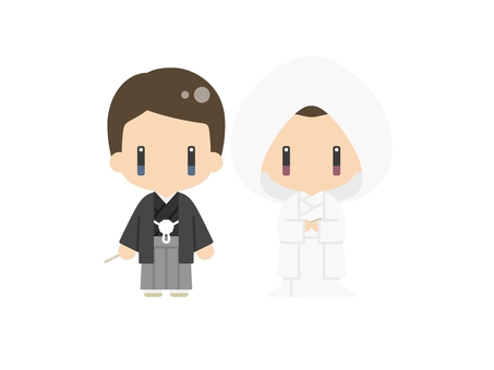 Two-headed person / bride and groom_retro game style, 2 head, two head, people, JPG and PNG