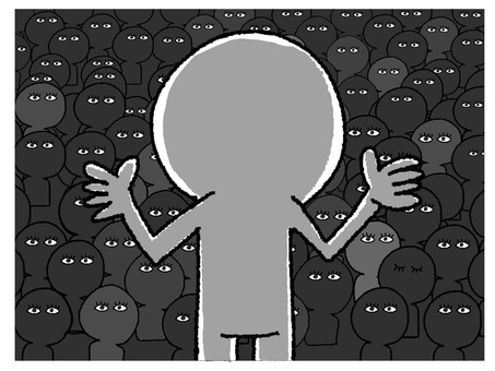 演説 演説,シルエット,暗闇,観客,瞳,目,大勢,手描き,素材,商用可のイラスト素材