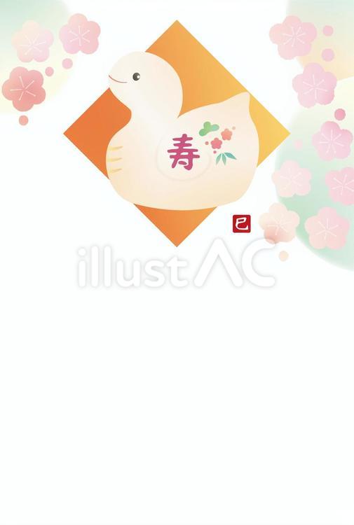 巳の置物の年賀状テンプレート（文言なし） 年賀状,干支,置物のイラスト素材