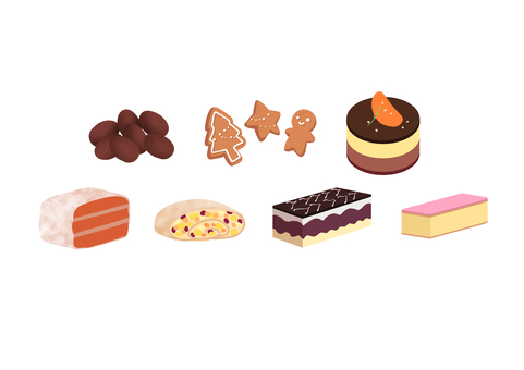 Illustration, sweets, dessert, set, 