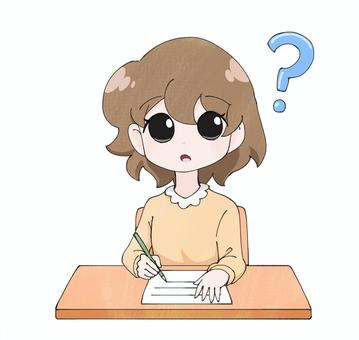 問題が分からない女子5 問題が分からない女子5 テスト,女性,女子,女の子,test,学校,学生,小学生,疑問,はてなのイラスト素材