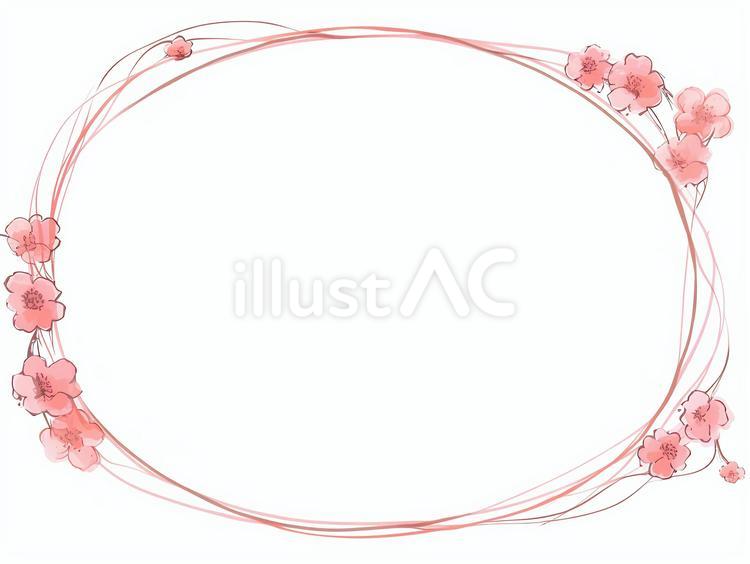 シンプルな桜の丸フレーム 桜,フレーム,背景のイラスト素材