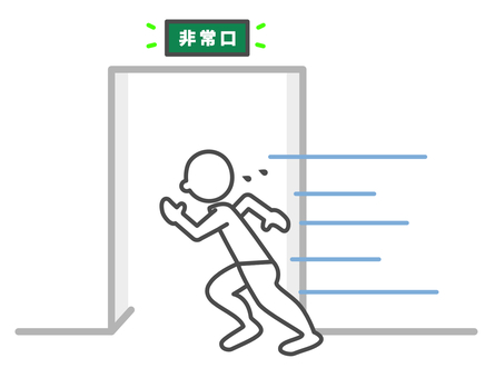 迅速に非常口に向かう棒人間 非常口,迅速,避難,走る,スピーディー,向かう,棒人間,早い,スムーズ,汗のイラスト素材