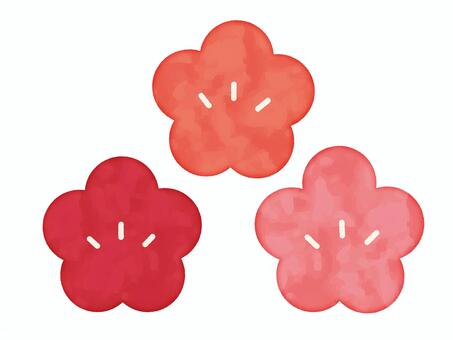 梅のアイコン/水彩風 梅,アイコン,ポップ,花,紅梅,赤,赤い花,紅,梅の花,梅花のイラスト素材