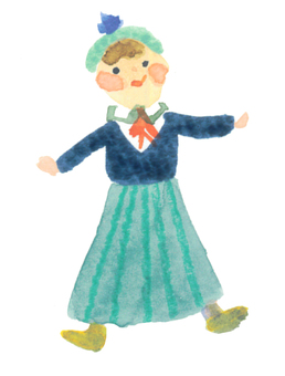 生徒 水彩,似顔絵,ほっこり,かわいい,こども,学校,学生,生徒のイラスト素材