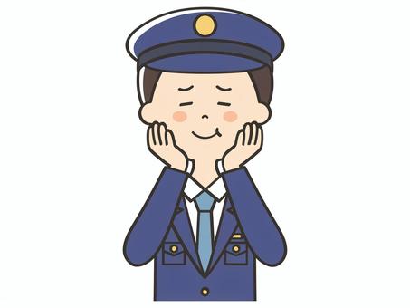 満足そうな男性警察官 美味しい,満足,警察官,満腹,笑顔,嬉しい,幸せ,喜び,警察,警官のイラスト素材