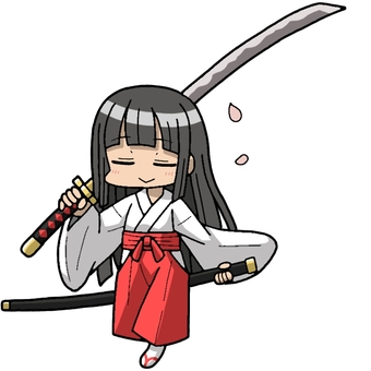 野太刀巫女 巫女,人物,野太刀,刀,武器,巫女服のイラスト素材